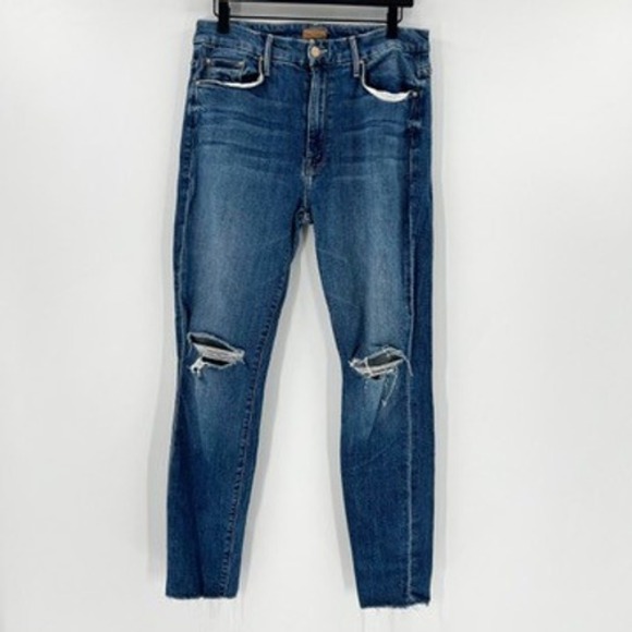 MOTHER High Waisted Looker Ankle Fray Jeans Size 31 - Picture 1 of 5